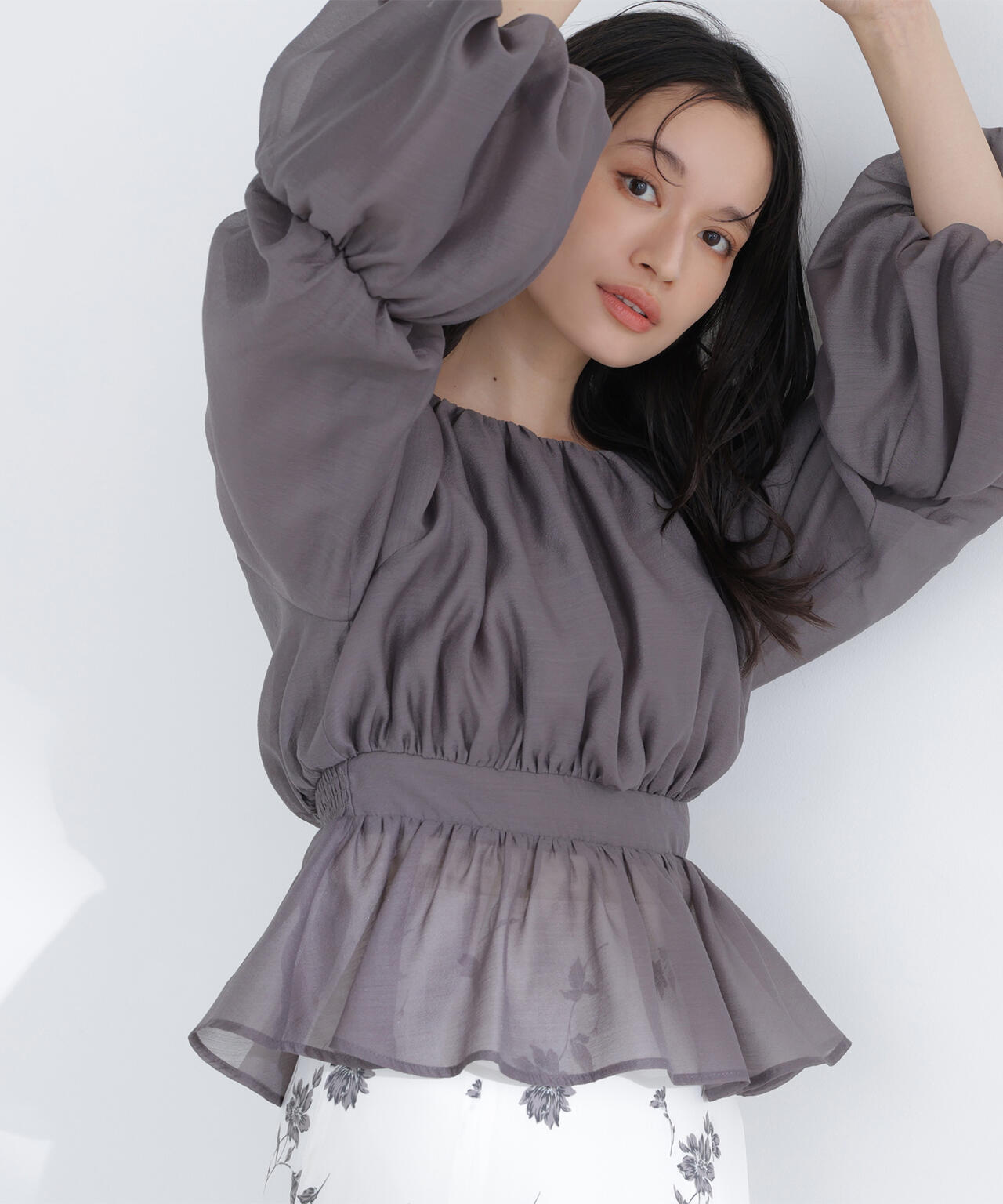 シアーギャザーペプラムブラウス | NATURAL BEAUTY BASIC（ナチュラル