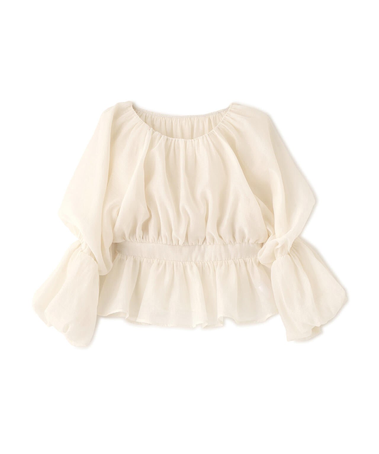 シアーギャザーペプラムブラウス