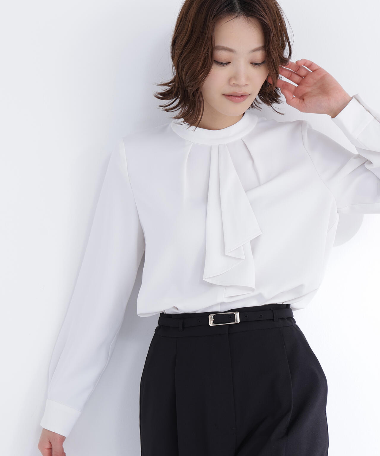 未使用✨プロポーションボディドレッシング　ラッフルリボンブラウス ラッフルボウタイブラウス | NATURAL BEAUTY BASIC（ナチュラル