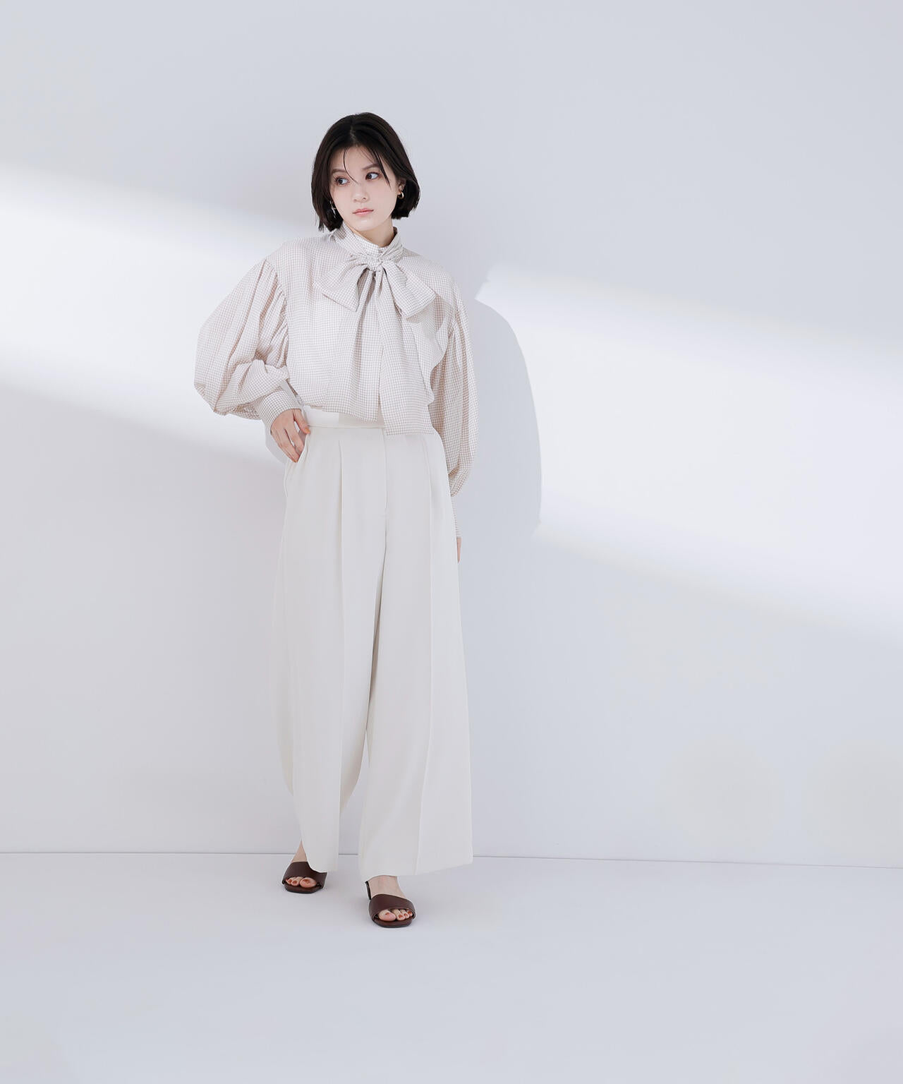 ミニチェック2wayボウタイブラウス | NATURAL BEAUTY BASIC