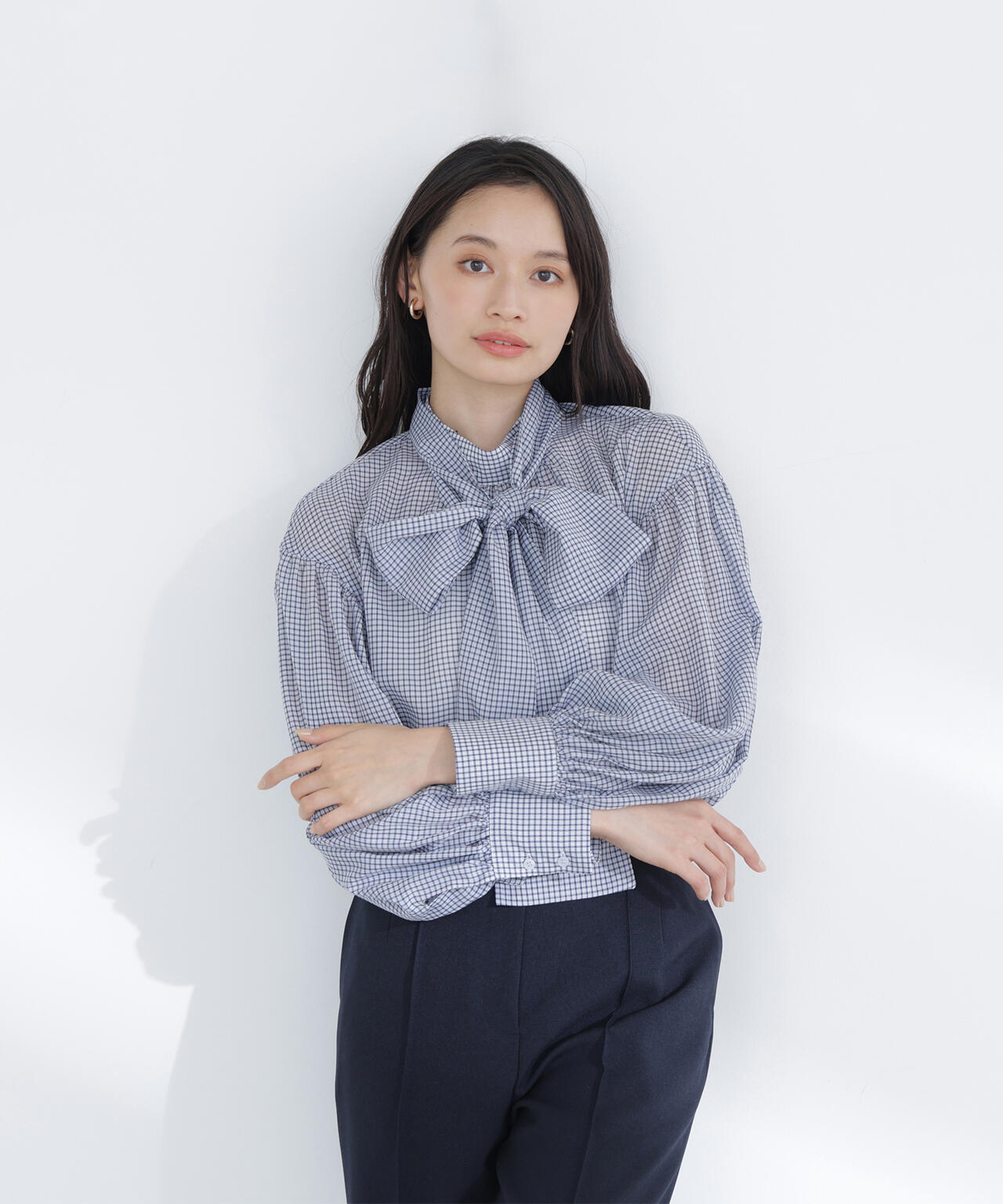ミニチェック2wayボウタイブラウス | NATURAL BEAUTY BASIC