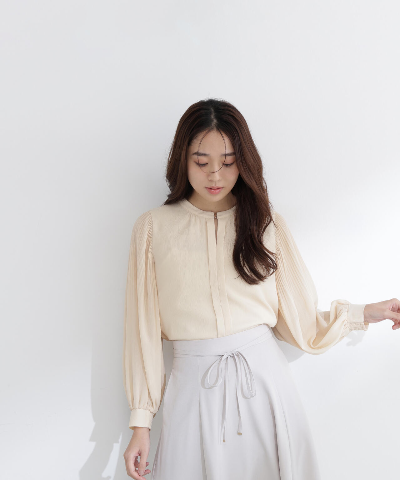 メタルポイント楊柳ブラウス