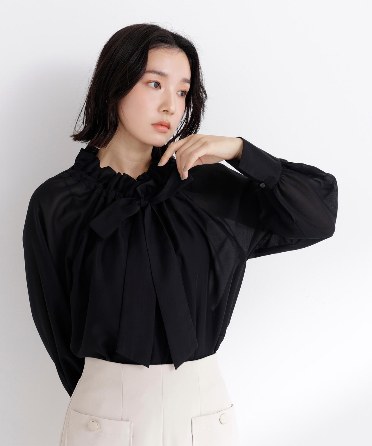 一部店舗・mix.tokyo 限定カラー：アプリコット】2wayシアーボウタイ