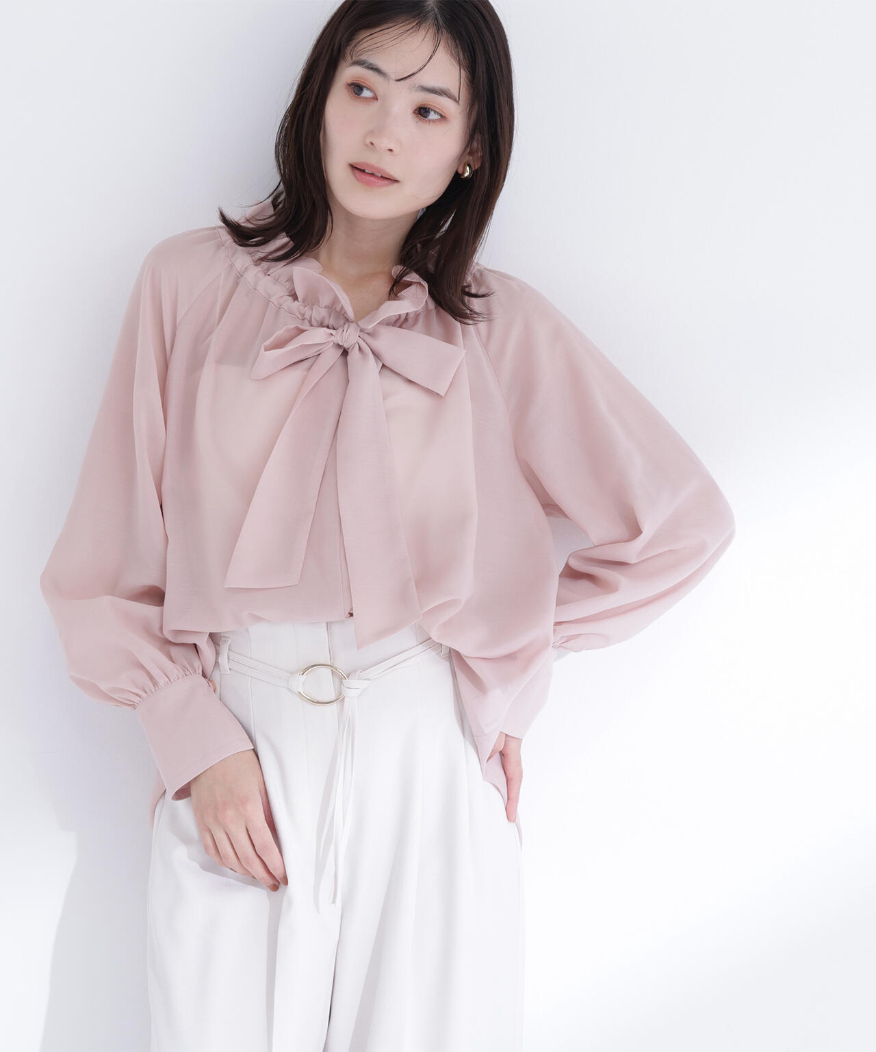 一部店舗・mix.tokyo 限定カラー：アプリコット】2wayシアーボウタイ