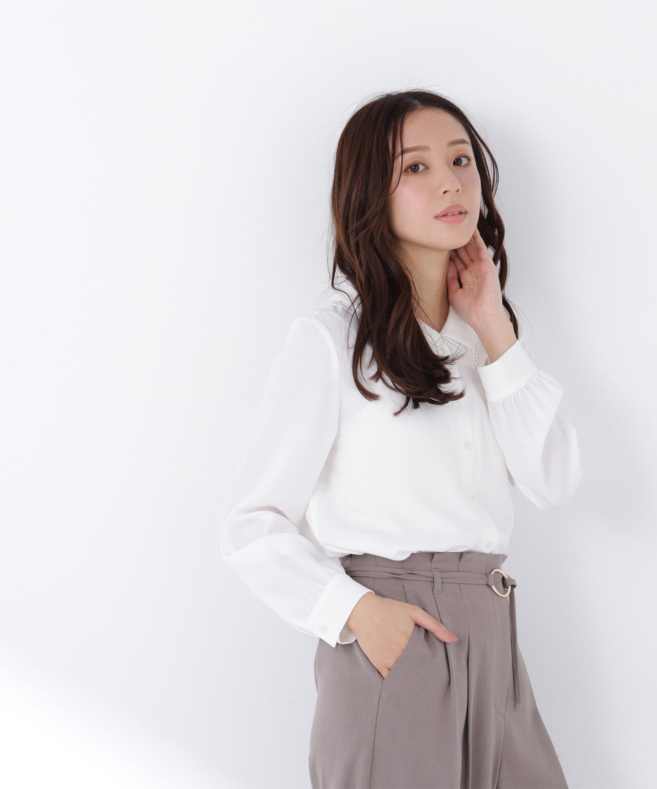 レースダブルカラーブラウス