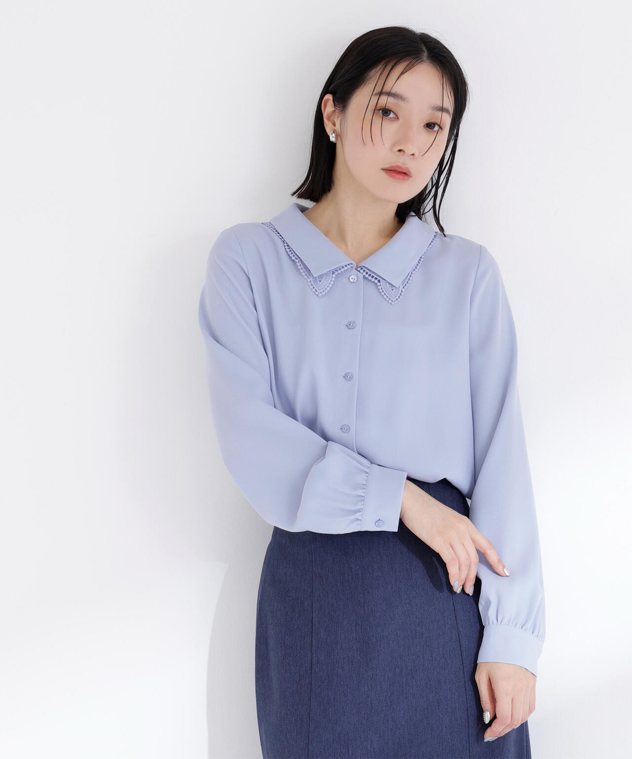 レースダブルカラーブラウス