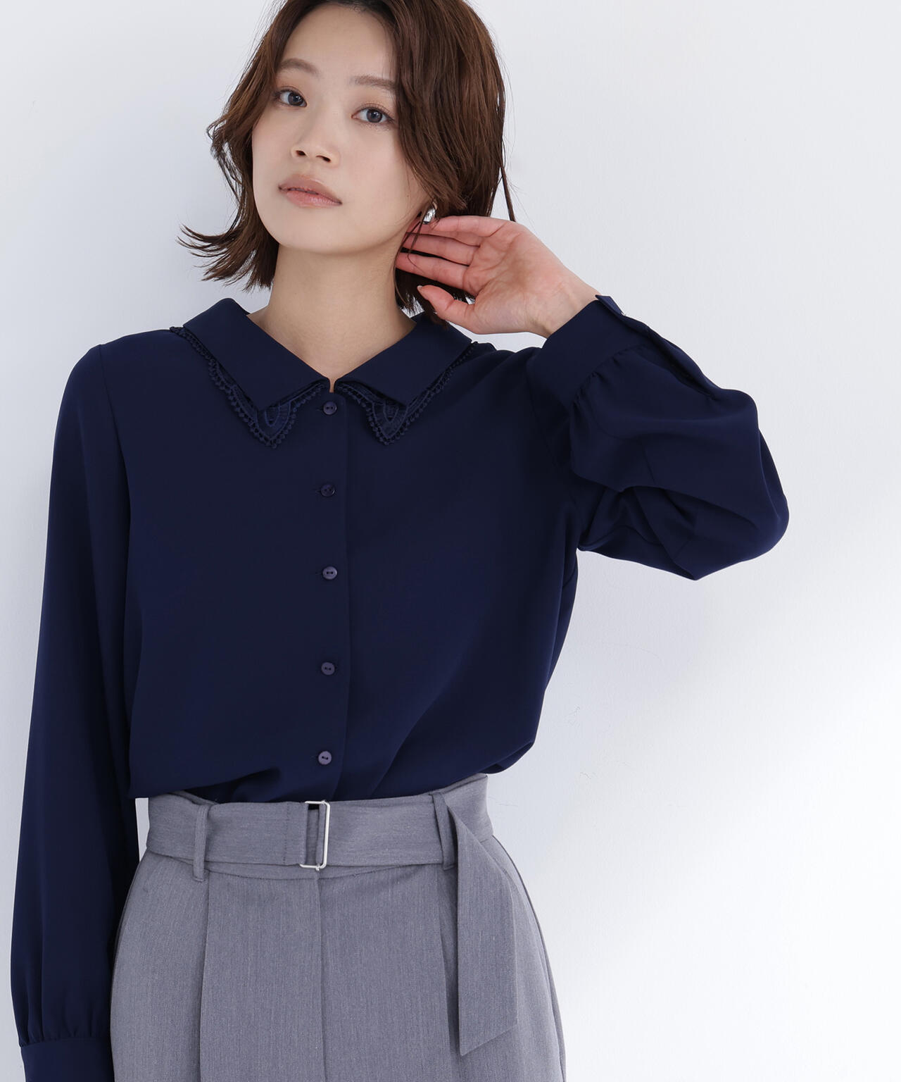 レースダブルカラーブラウス