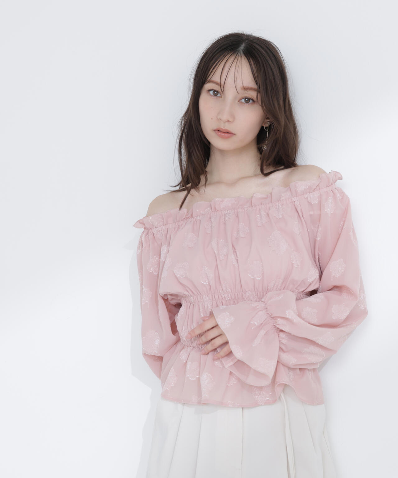 フラワージャガードブラウス