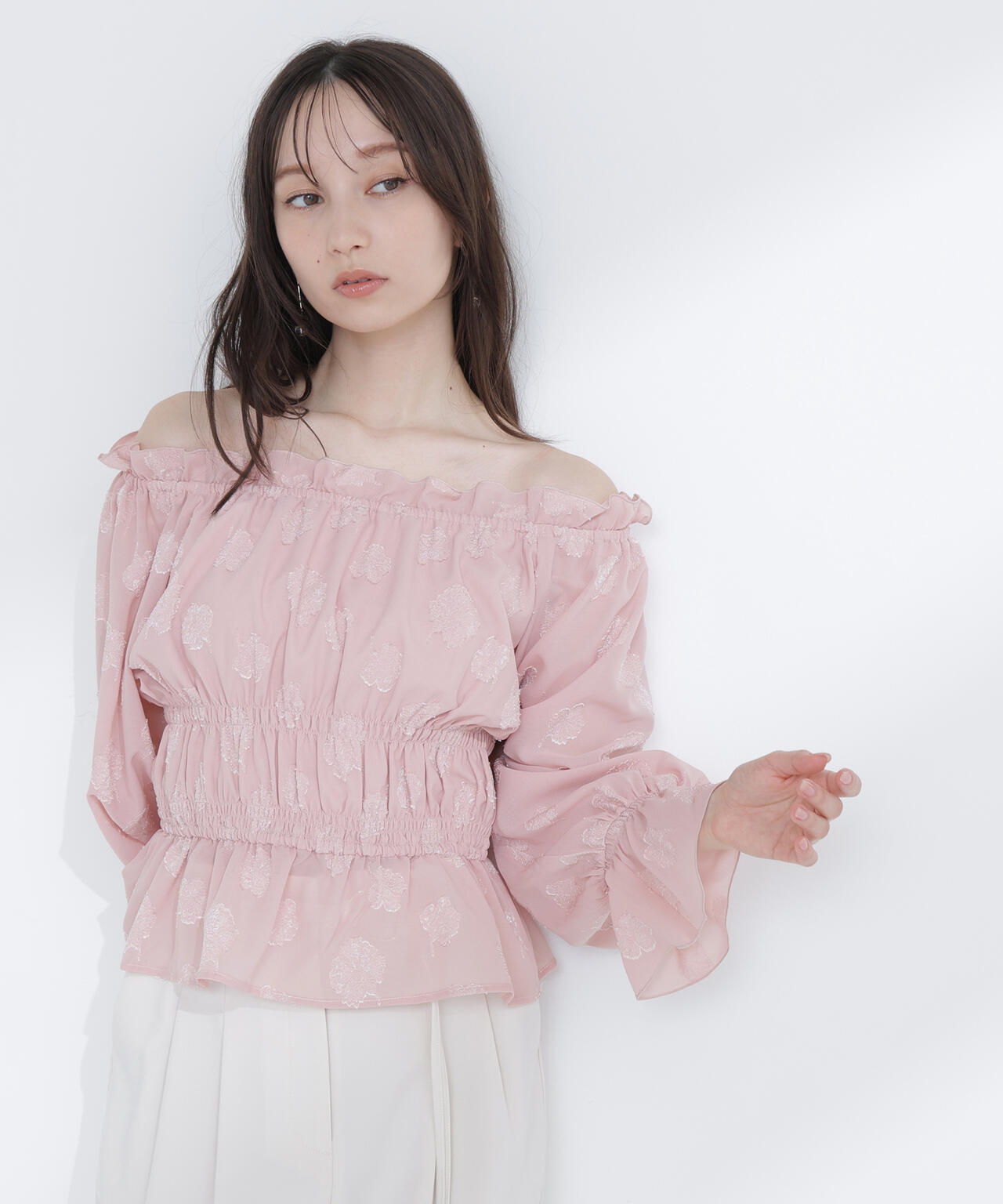 フラワージャガードブラウス