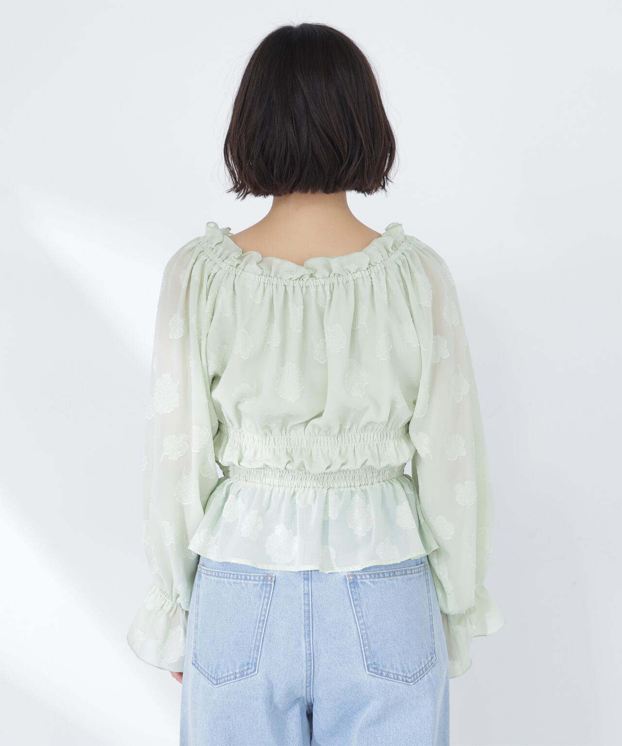 フラワージャガードブラウス