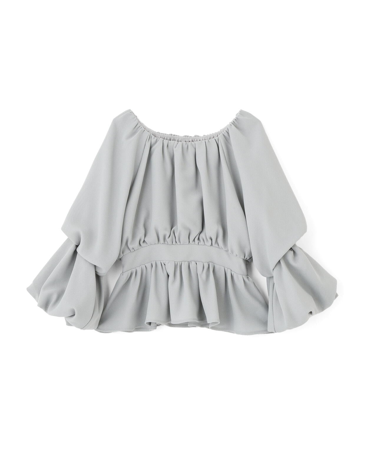 メッシュギャザーペプラムブラウス