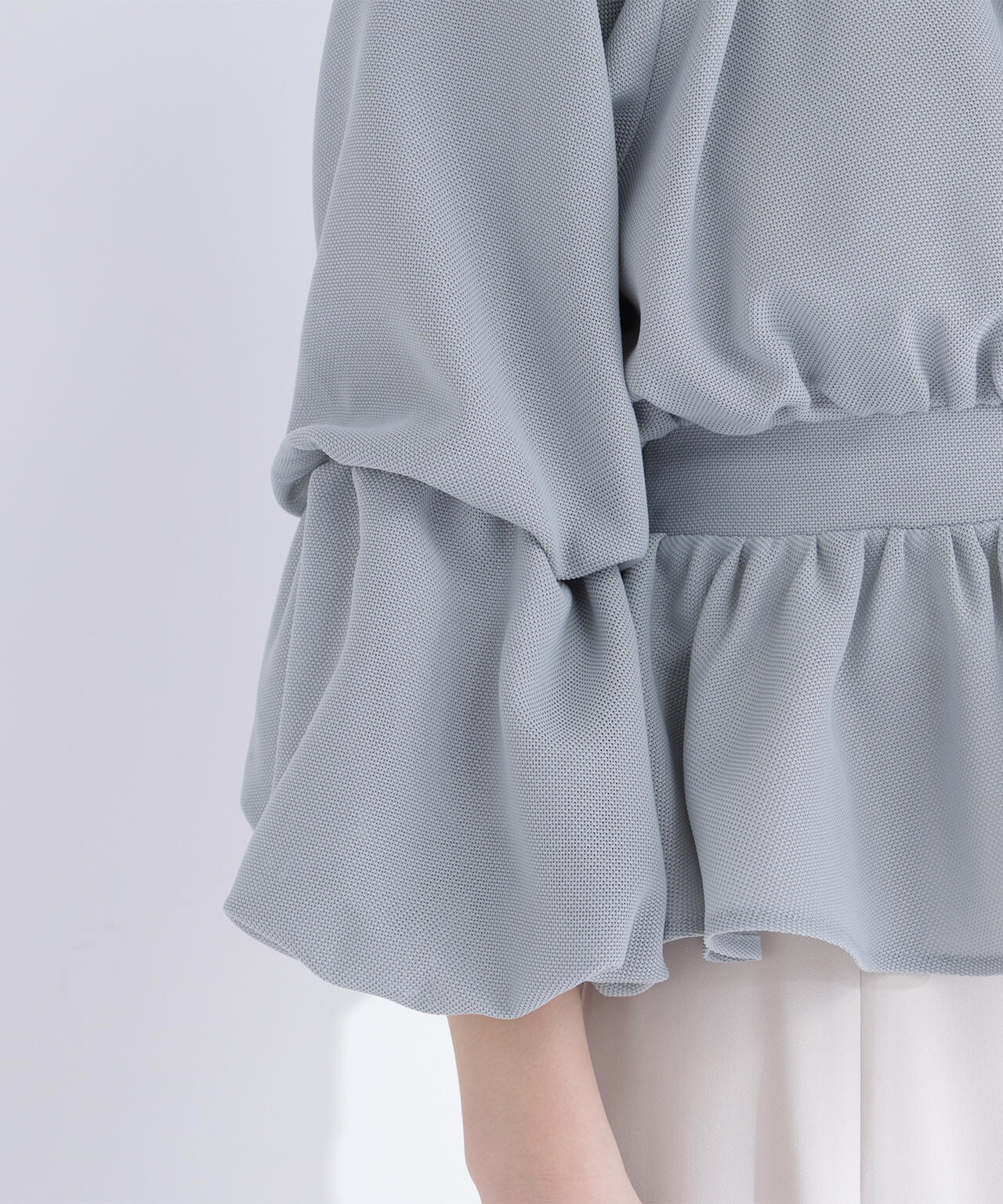 メッシュギャザーペプラムブラウス