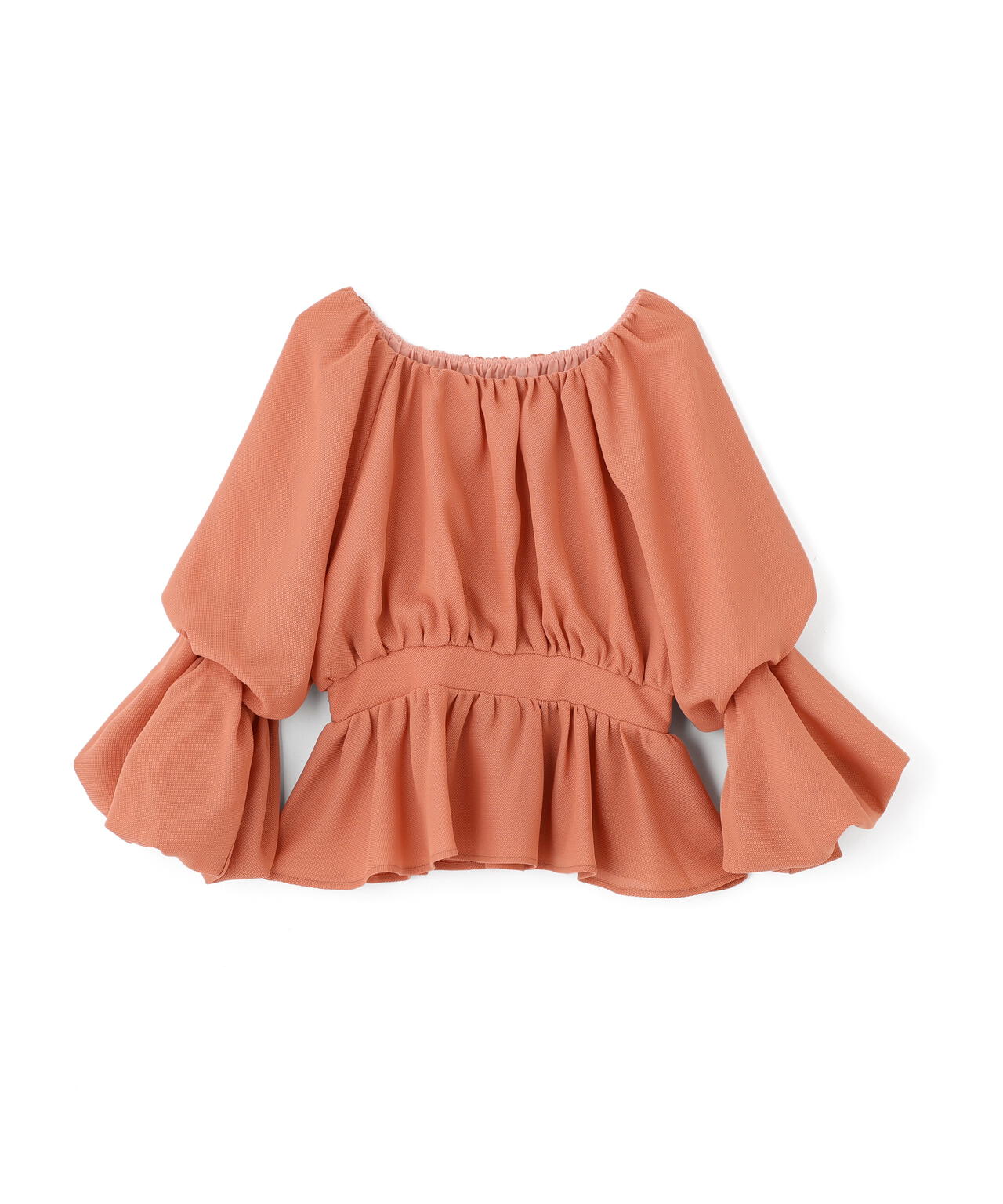 メッシュギャザーペプラムブラウス