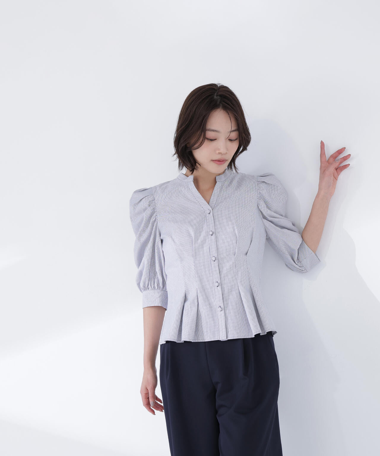 ストライプペプラムブラウス | NATURAL BEAUTY BASIC（ナチュラル