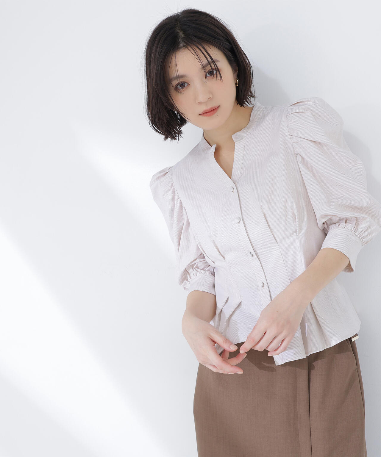 ストライプペプラムブラウス | NATURAL BEAUTY BASIC（ナチュラル