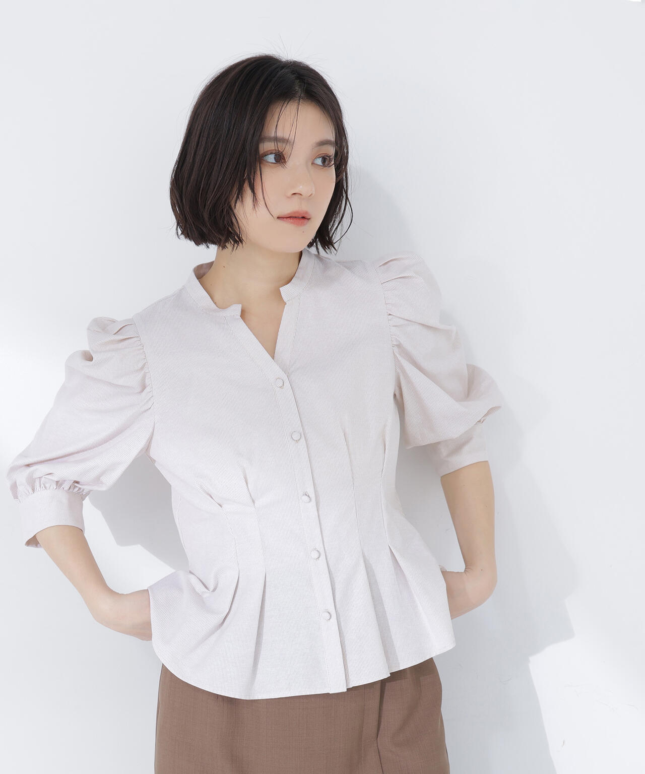 ストライプペプラムブラウス | NATURAL BEAUTY BASIC（ナチュラル