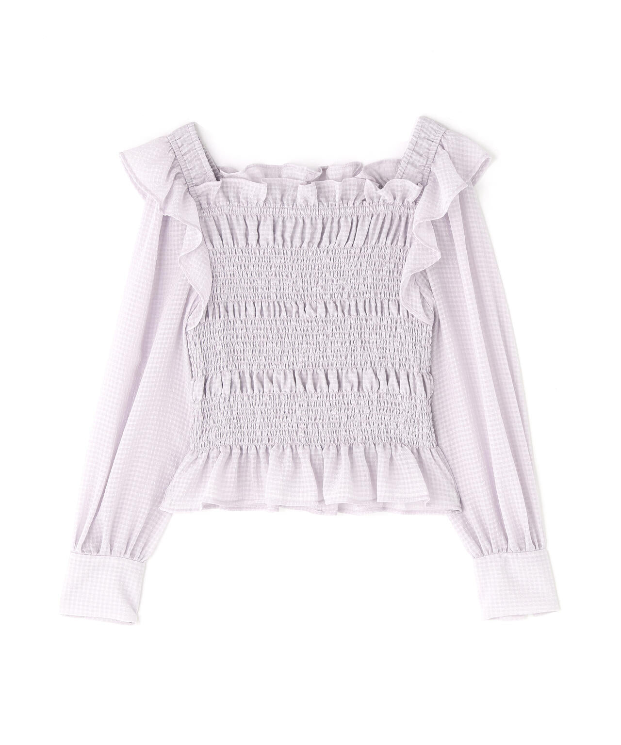 【一部店舗・mix.tokyo 限定カラー：イエロー】シアーチェックシャーリングブラウス