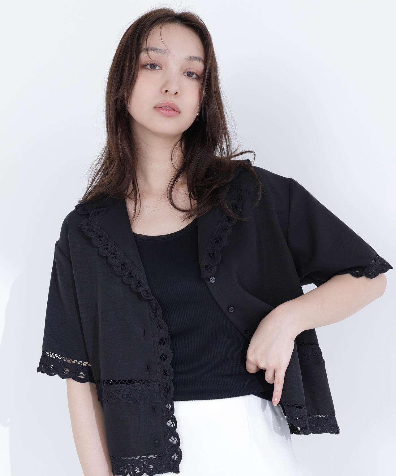 レーストリンミングシャツ | NATURAL BEAUTY BASIC（ナチュラル