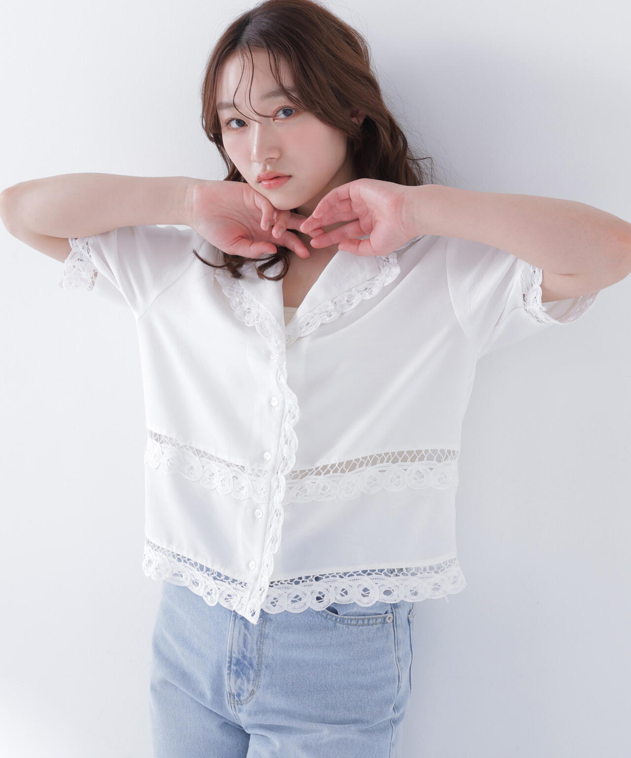レーストリンミングシャツ | NATURAL BEAUTY BASIC（ナチュラル