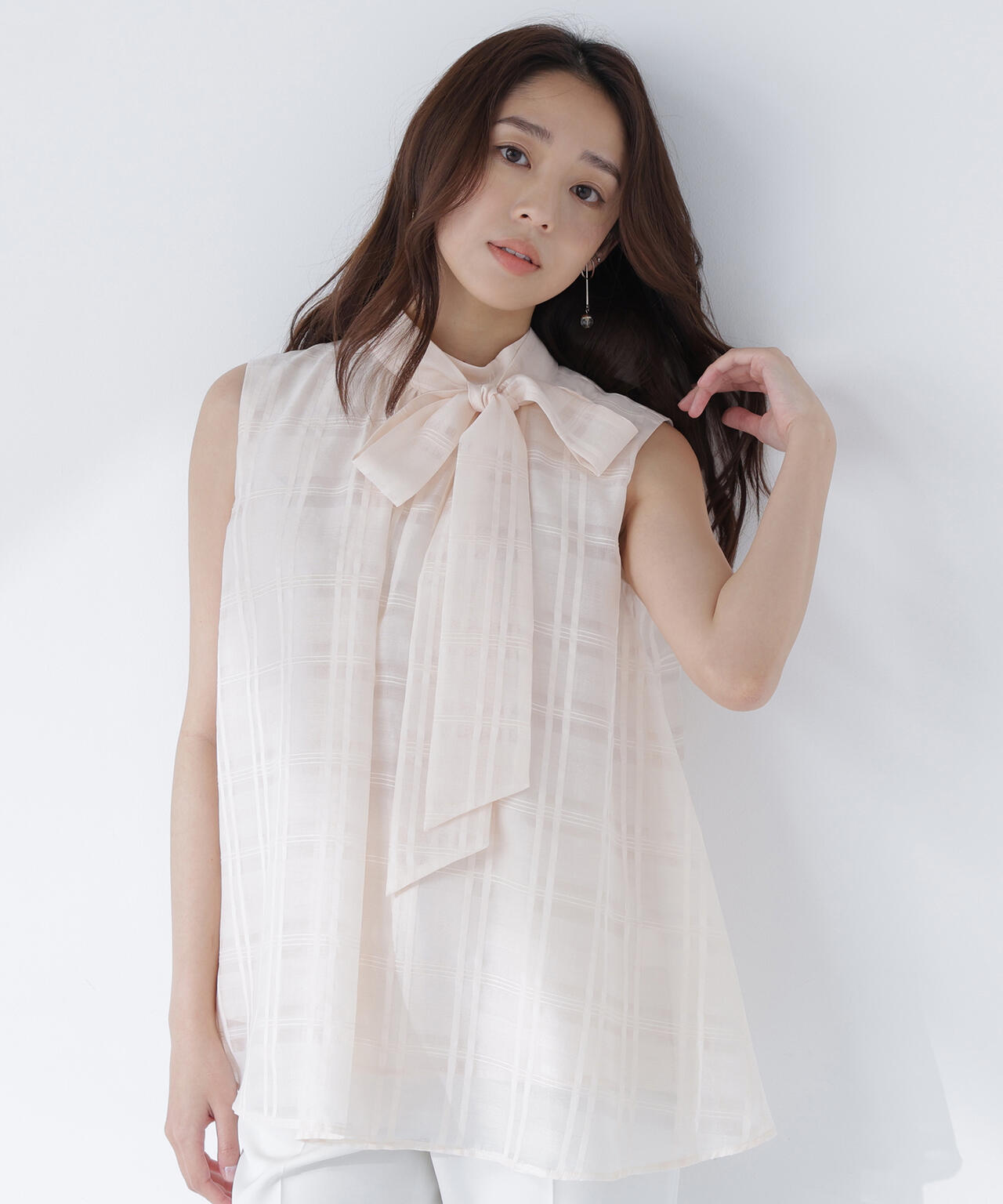 6/5～6/7 オンライン限定2buy10%OFF対象】シアーチェックブラウス