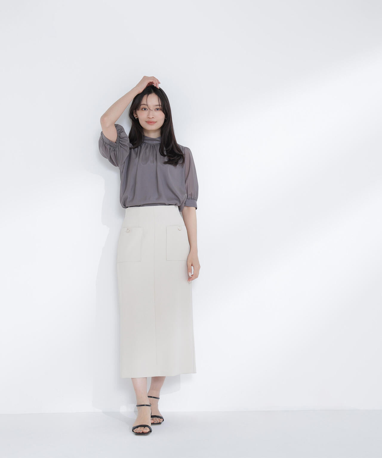 ハイネックシアースリーブブラウス半袖 | NATURAL BEAUTY BASIC