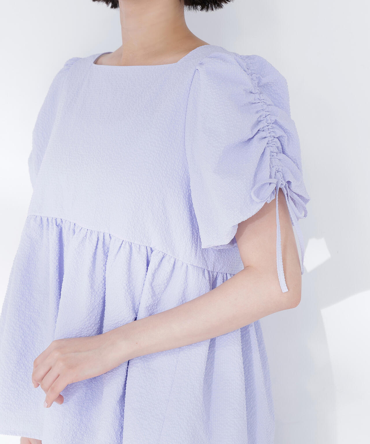 6/5～6/7 オンライン限定2buy10%OFF対象】ドロストギャザースリーブ