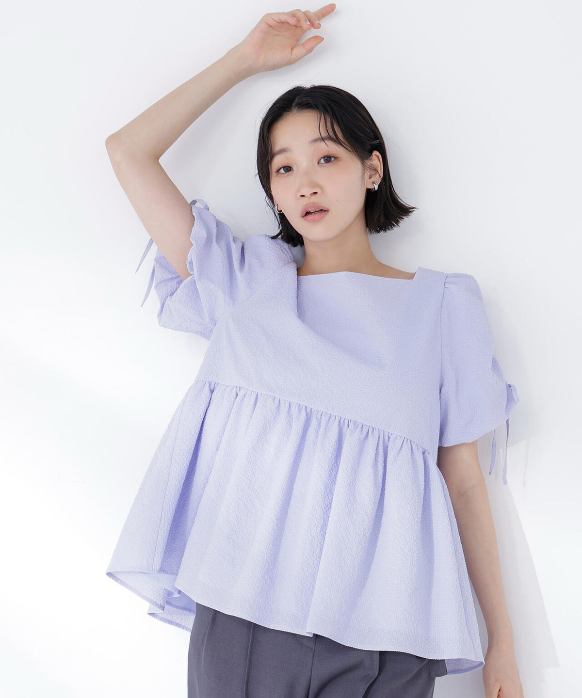ドロストギャザースリーブブラウス | NATURAL BEAUTY BASIC 