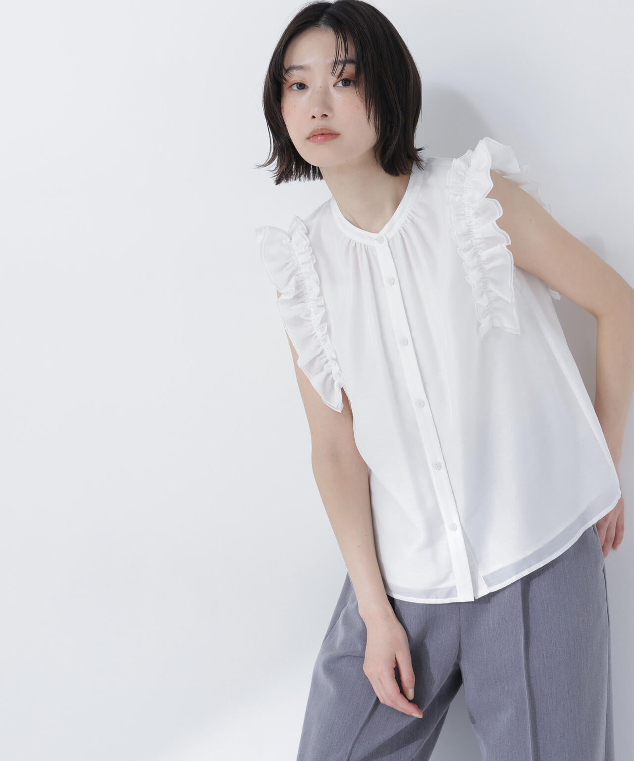 フリルショルダーブラウス | NATURAL BEAUTY BASIC（ナチュラル