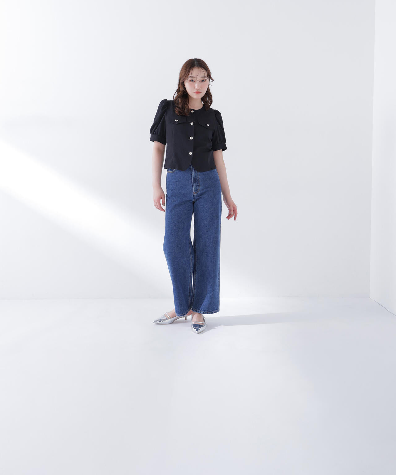 ゴールドボタンジャガードブラウス | NATURAL BEAUTY BASIC