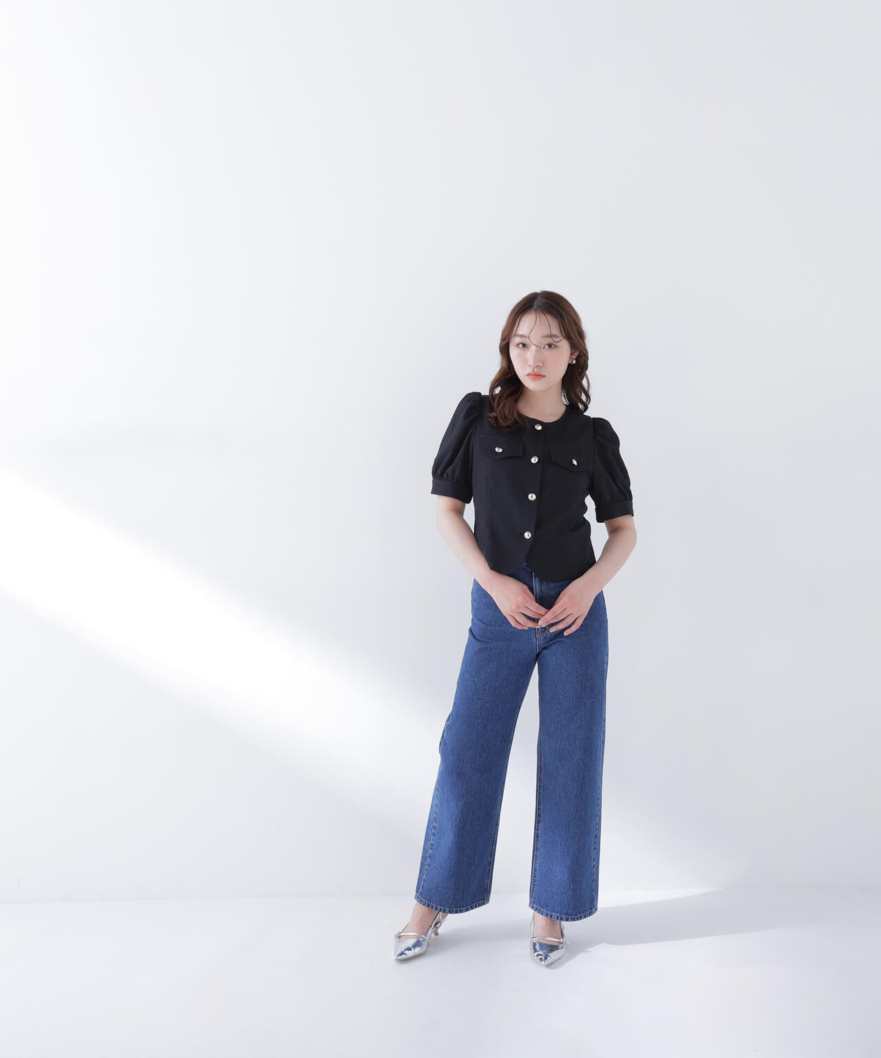 ゴールドボタンジャガードブラウス | NATURAL BEAUTY BASIC