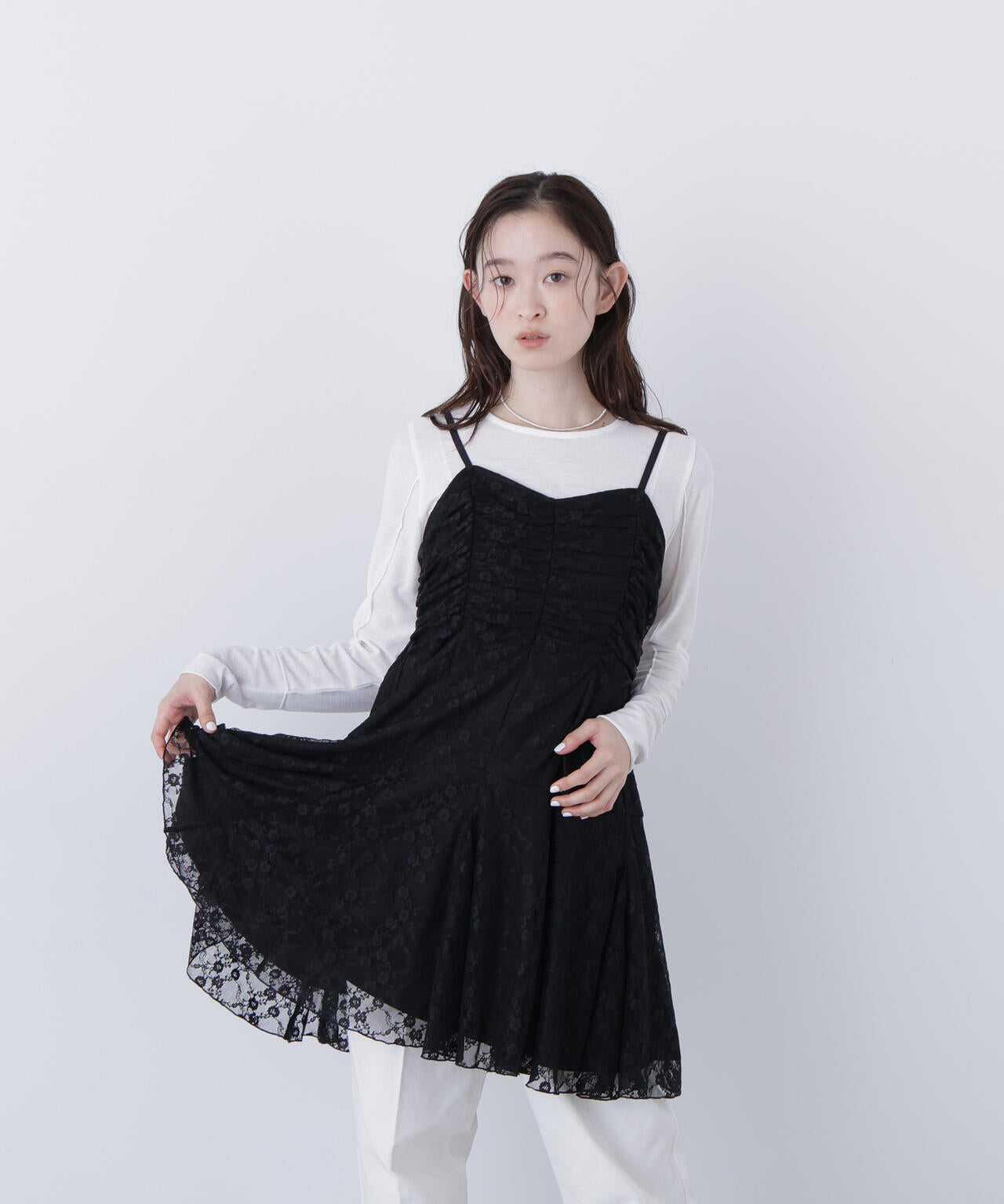 レースギャザーキャミチュニック