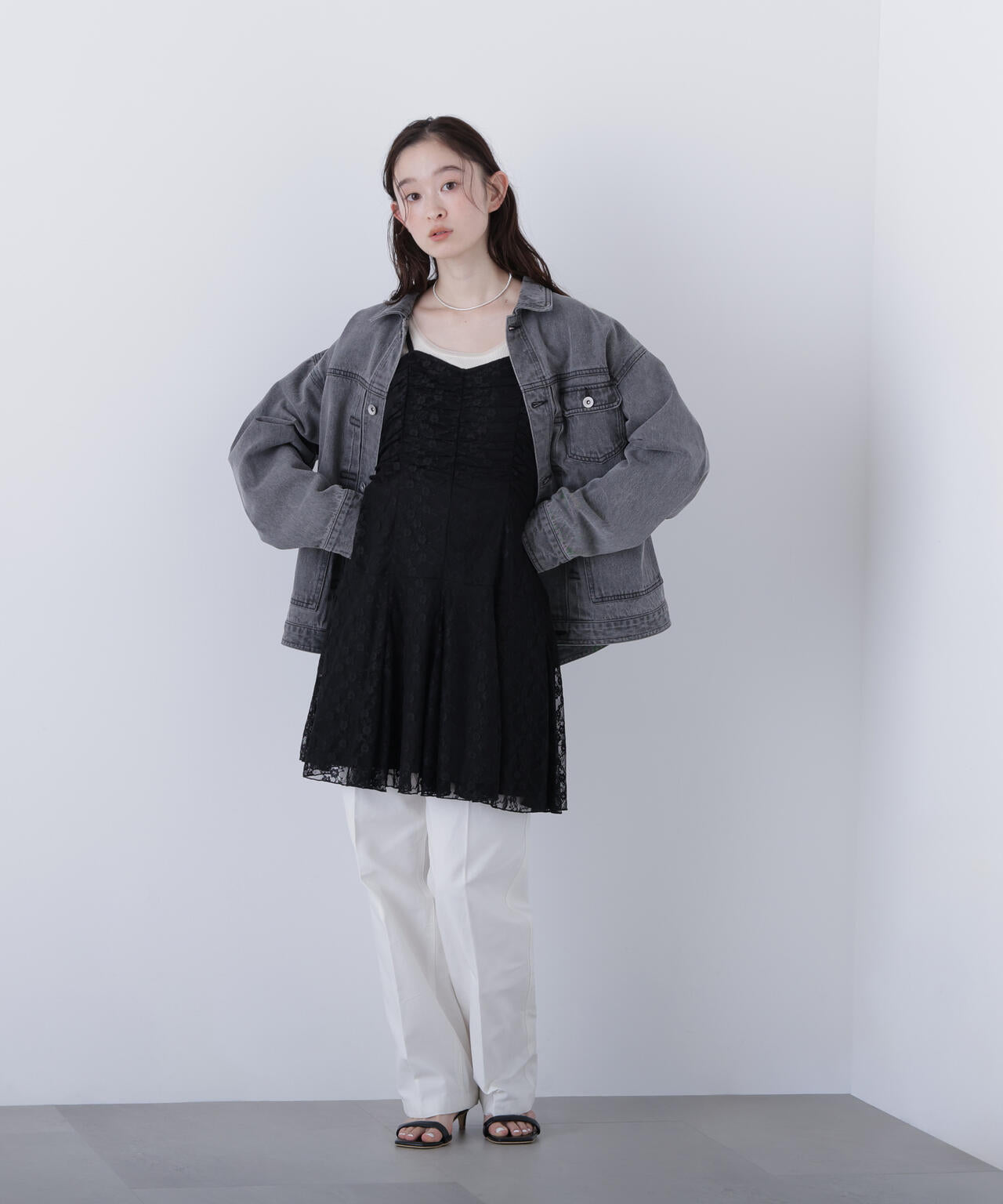 レースギャザーキャミチュニック