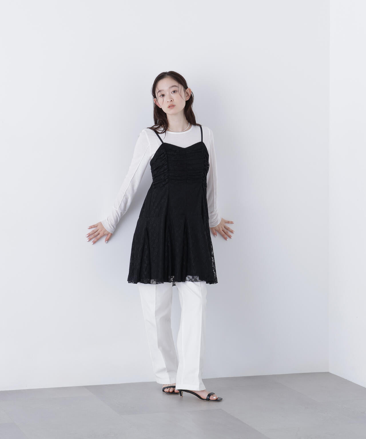 レースギャザーキャミチュニック