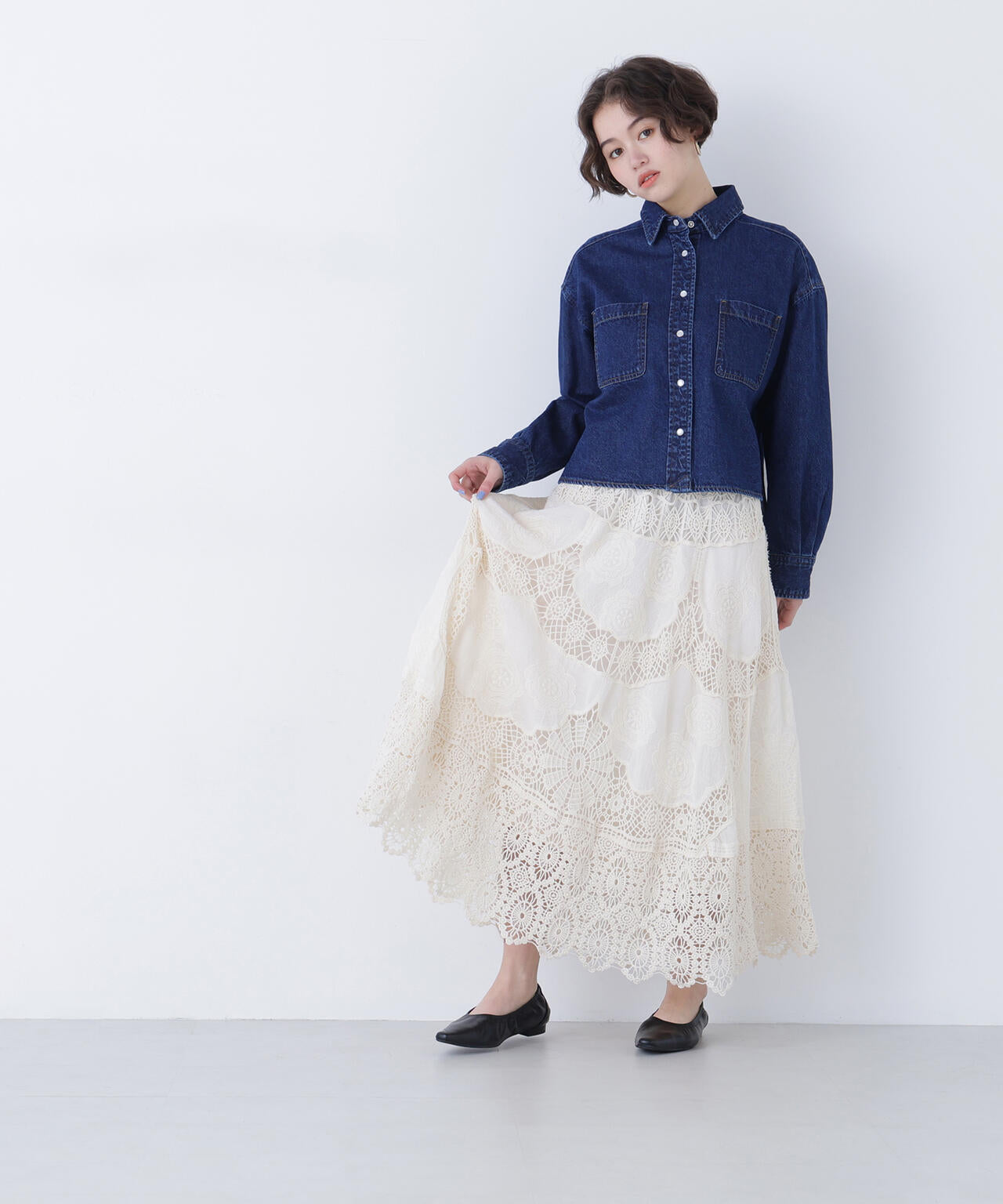 クロップドデニムシャツ