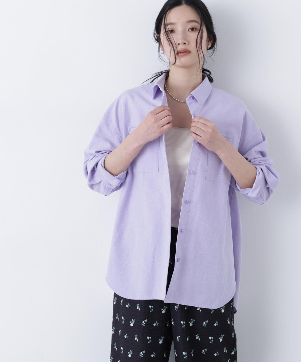 刺繍オックスフォードシャツ