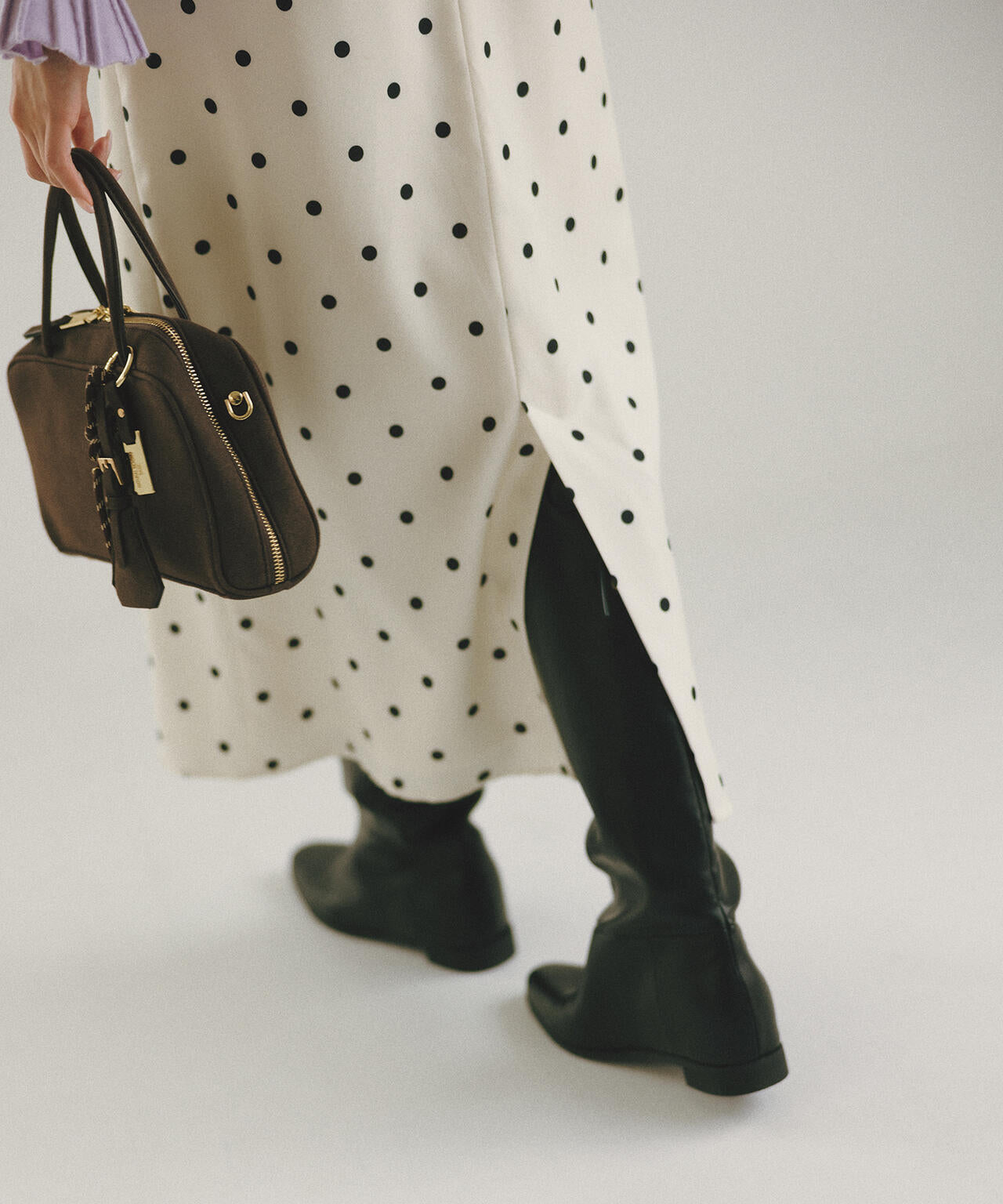 【有楽町マルイ・mix.tokyo 限定カラー：ブラウンベース】ドットサテンタイトスカート