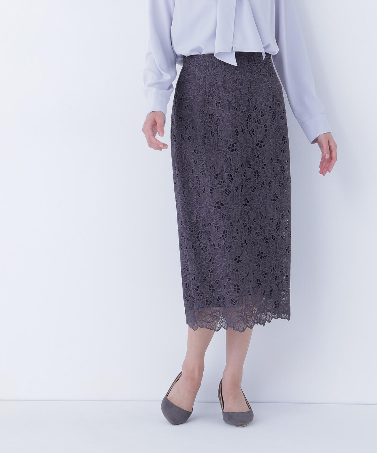 フラワーレースタイトスカート