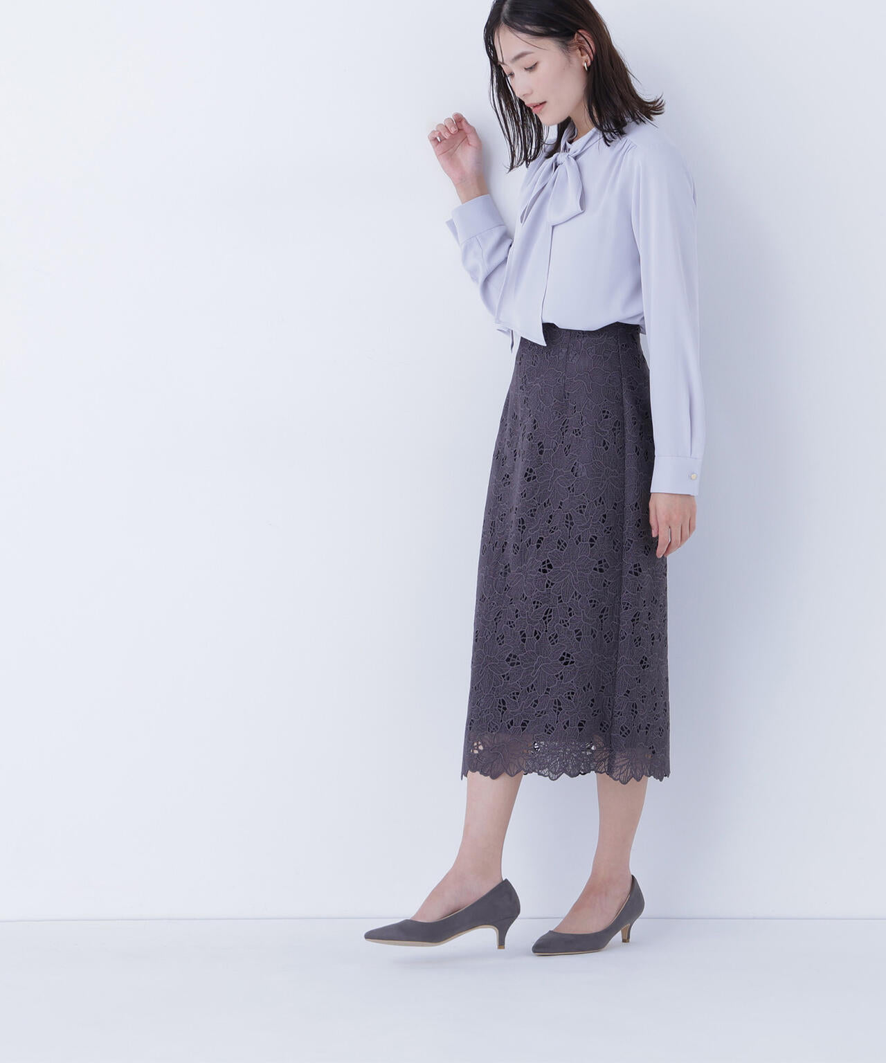 フラワーレースタイトスカート