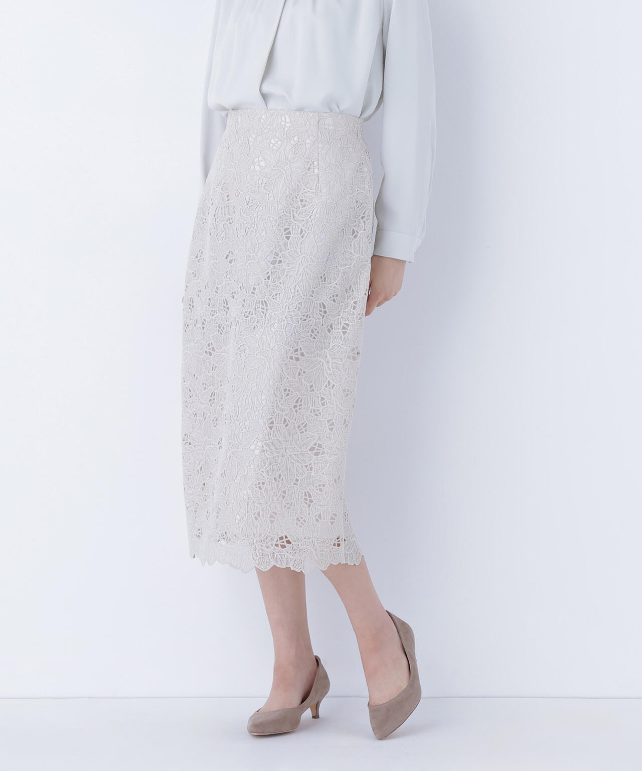フラワーレースタイトスカート