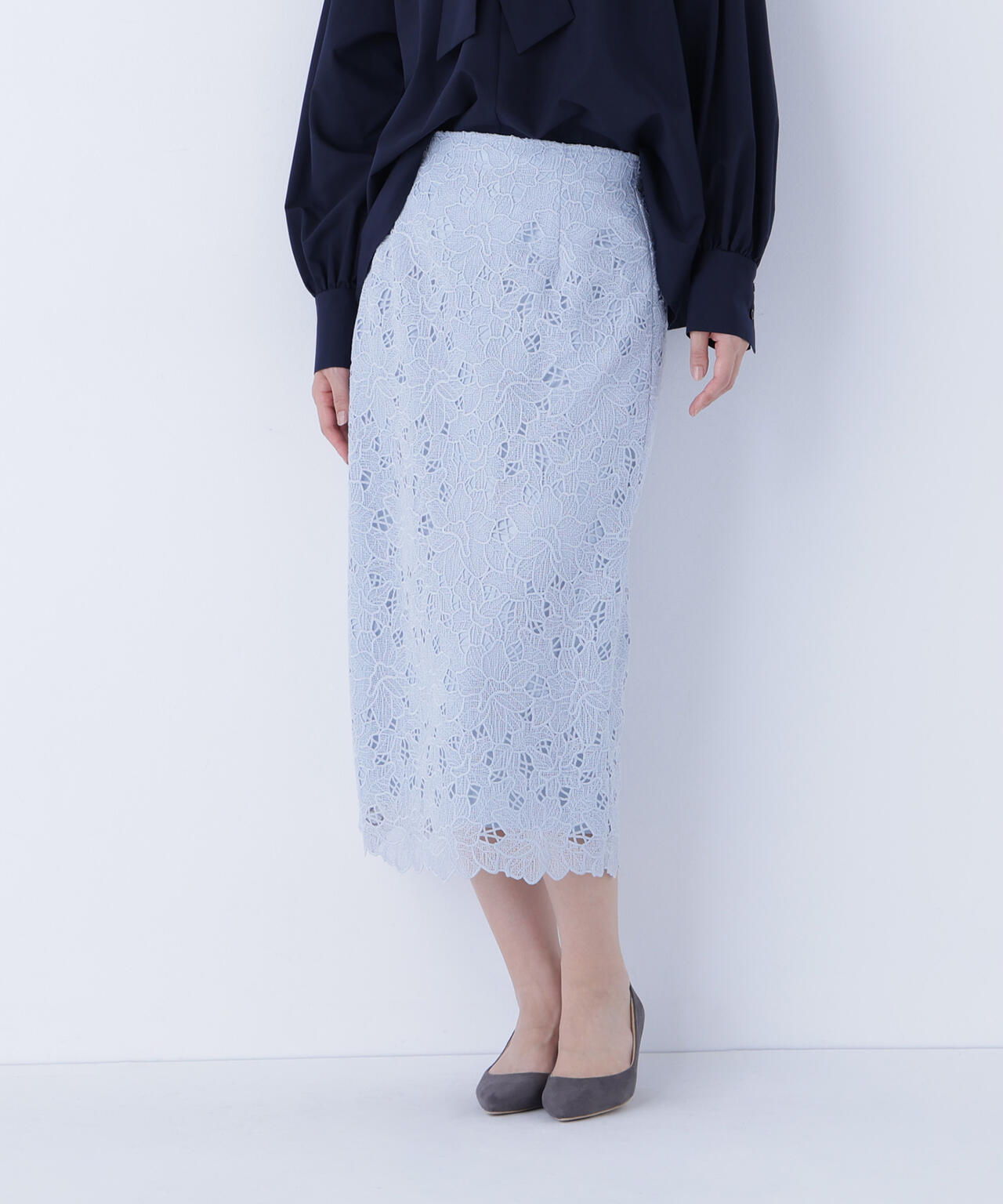 フラワーレースタイトスカート