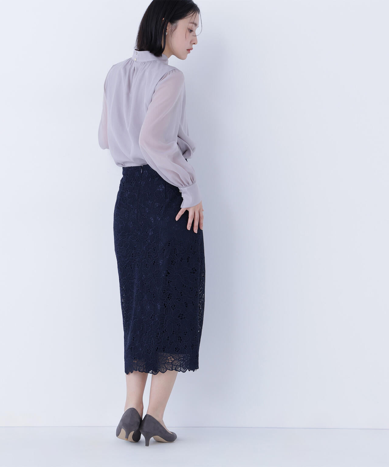 フラワーレースタイトスカート
