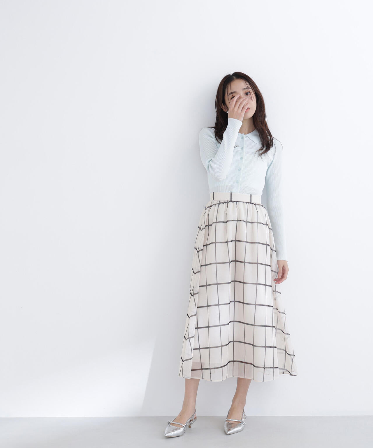 ウィンドペンチェックフレアスカート