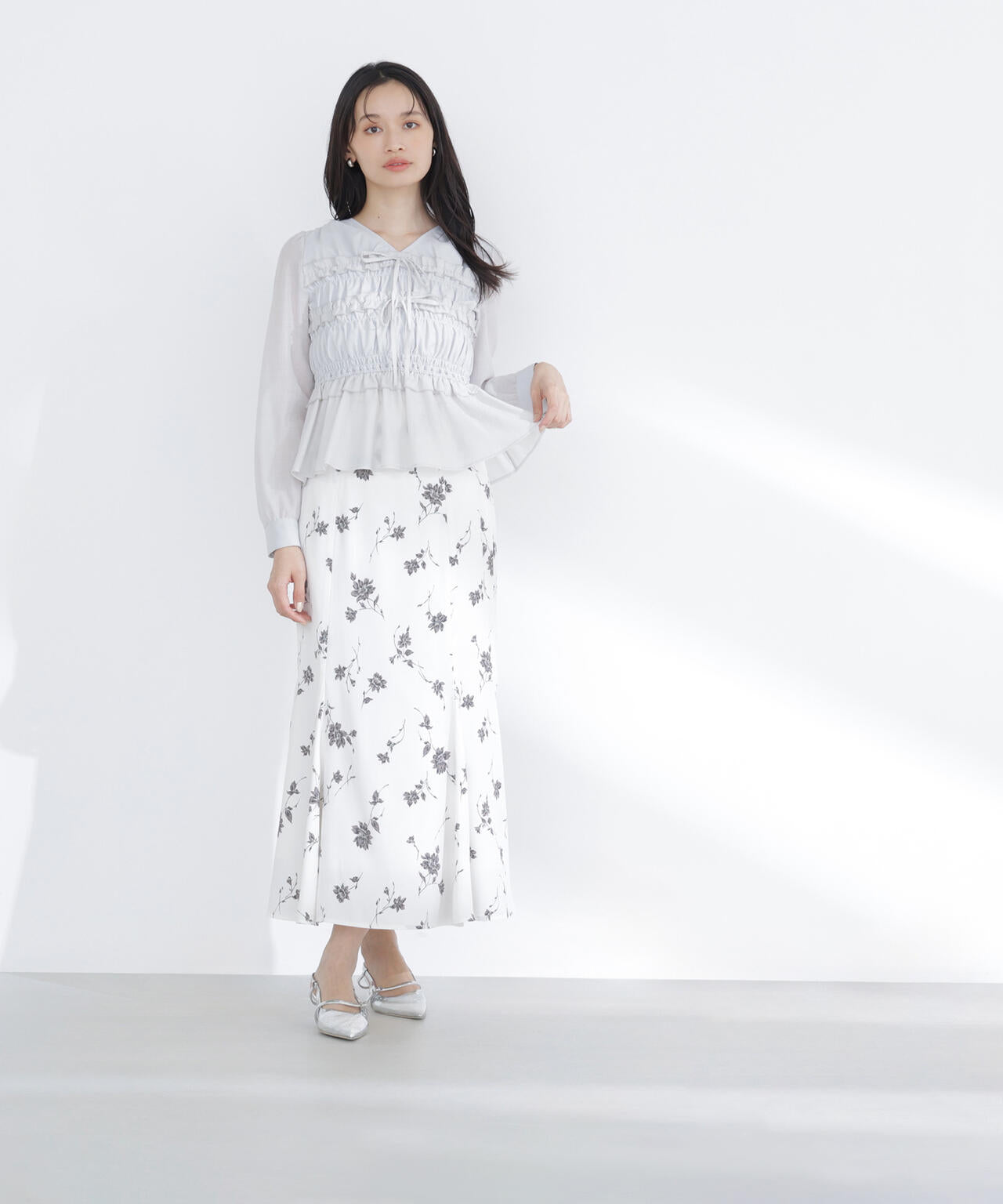 プリントヘム切替マーメイドスカート