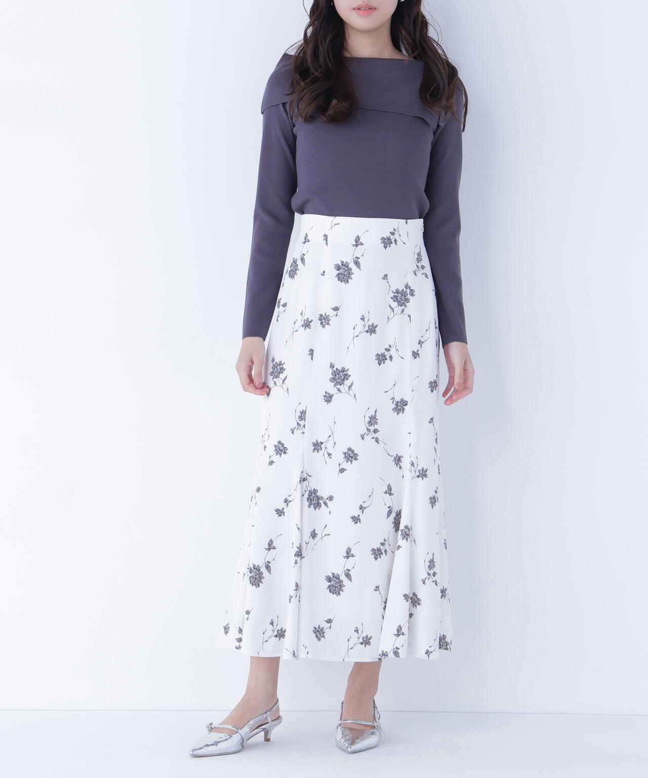 プリントヘム切替マーメイドスカート