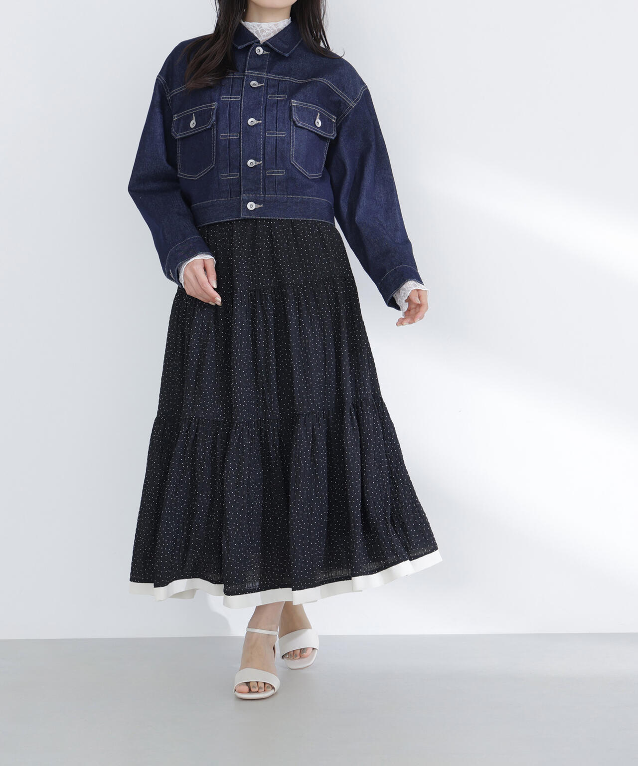 ドットバイカラーフレアスカート | NATURAL BEAUTY BASIC（ナチュラル