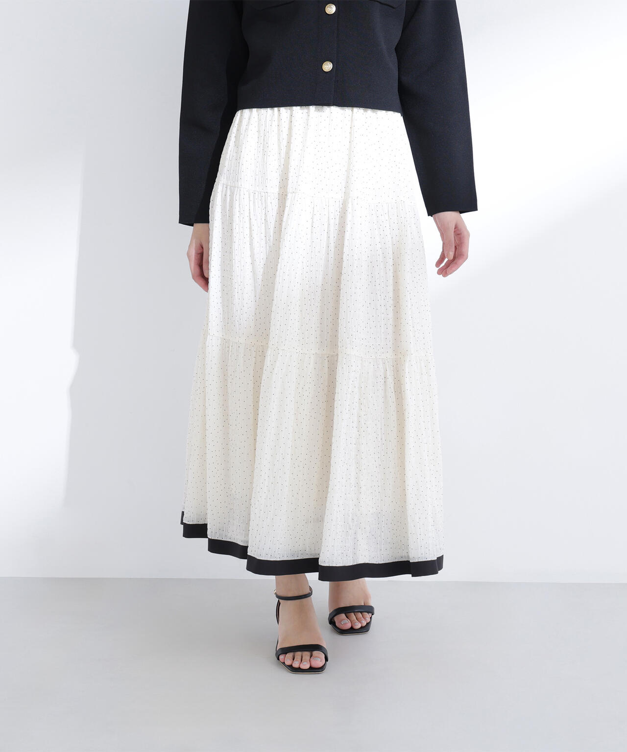 ドットバイカラーフレアスカート