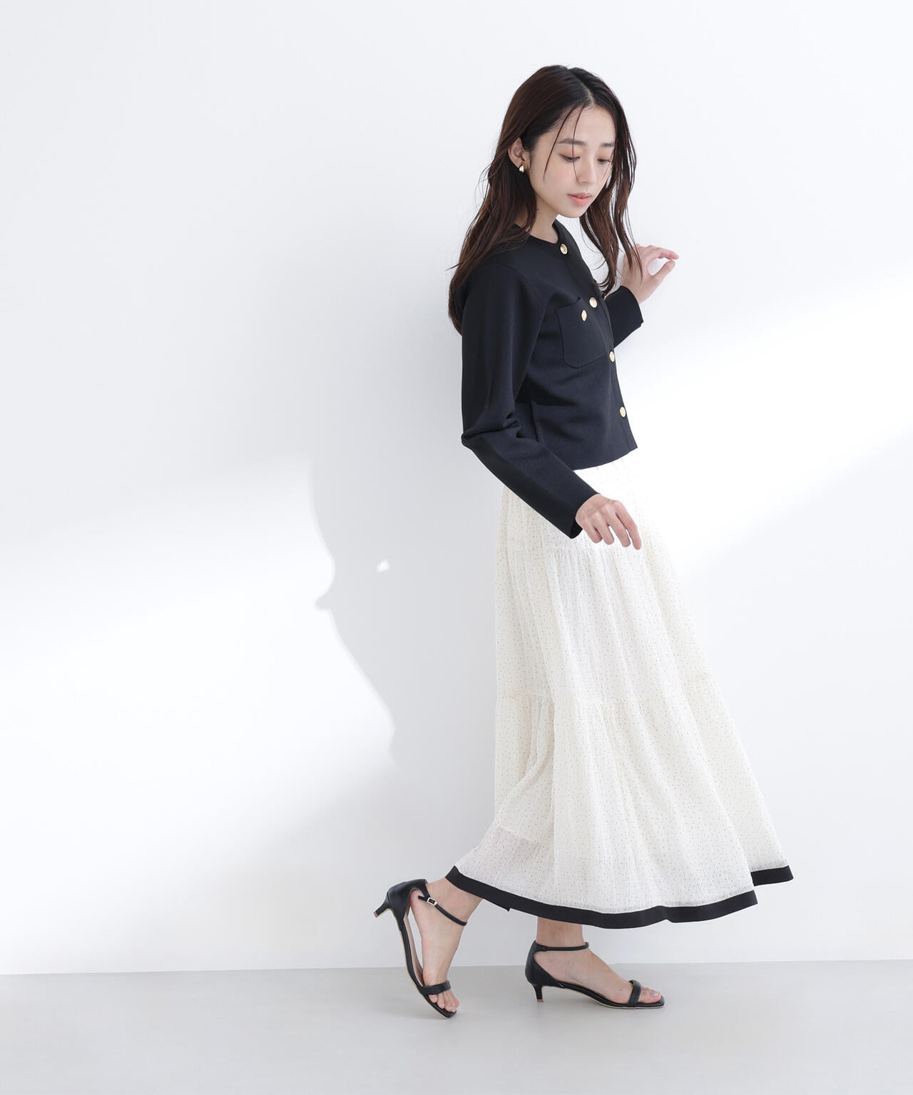 ドットバイカラーフレアスカート