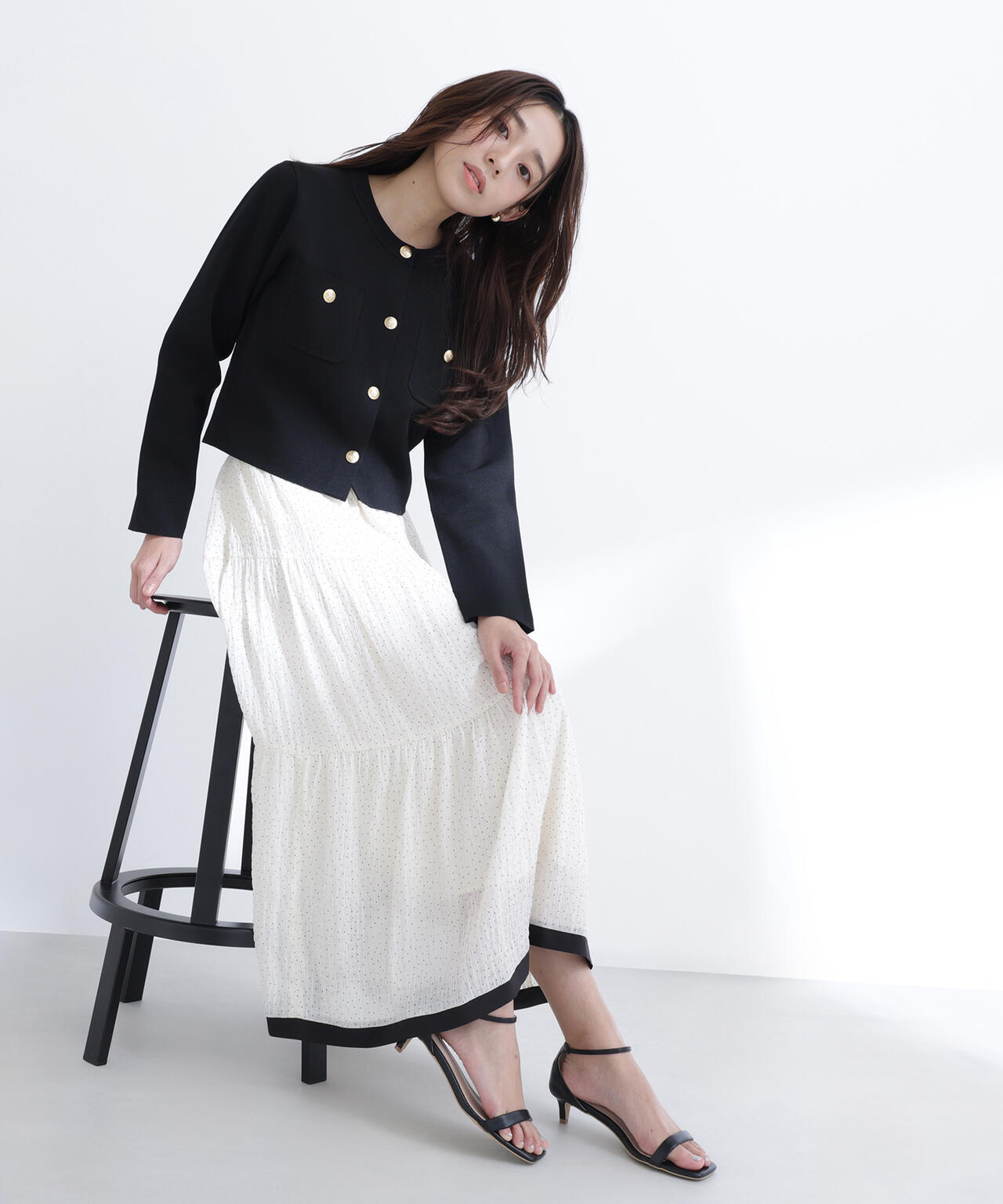 ドットバイカラーフレアスカート