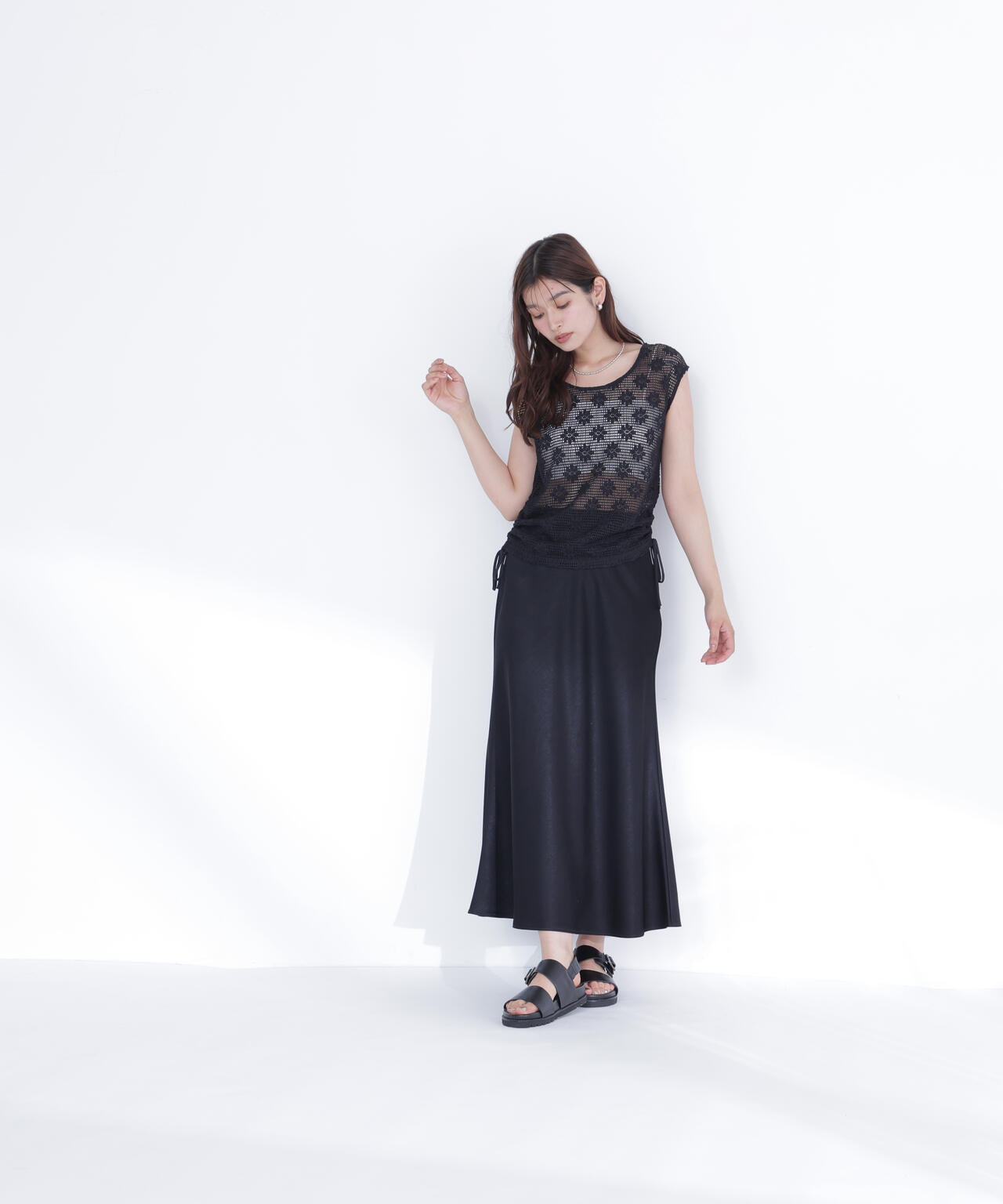 バイアスサテンナロースカート | NATURAL BEAUTY BASIC（ナチュラル
