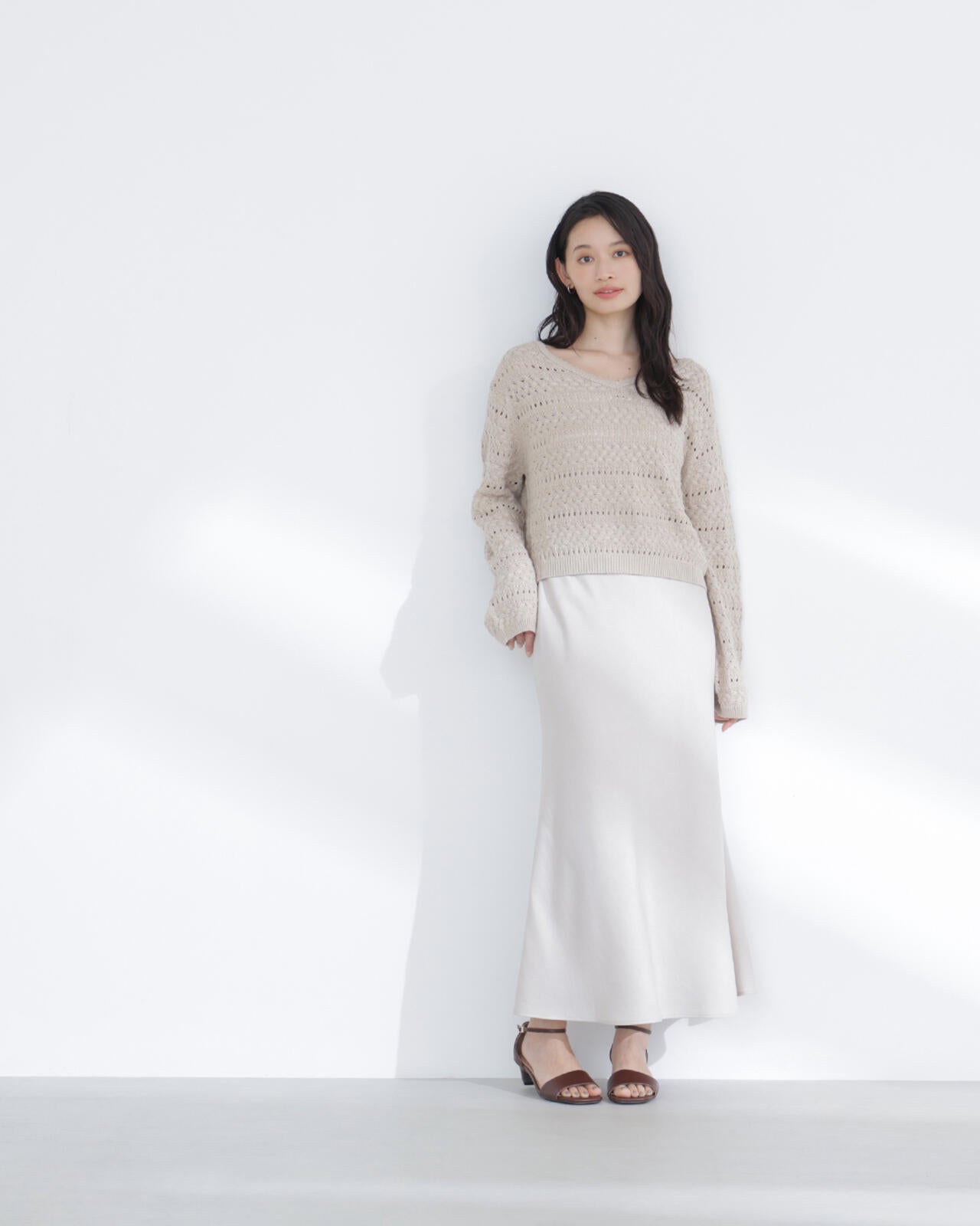 バイアスサテンナロースカート | NATURAL BEAUTY BASIC（ナチュラル